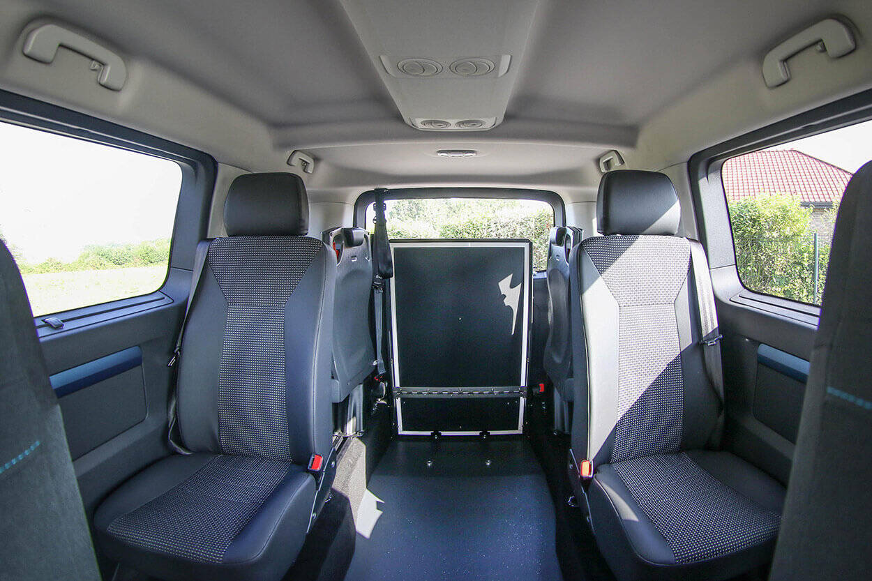 This wheelchair accessible Traveller has a long and large space for the wheelchair passenger