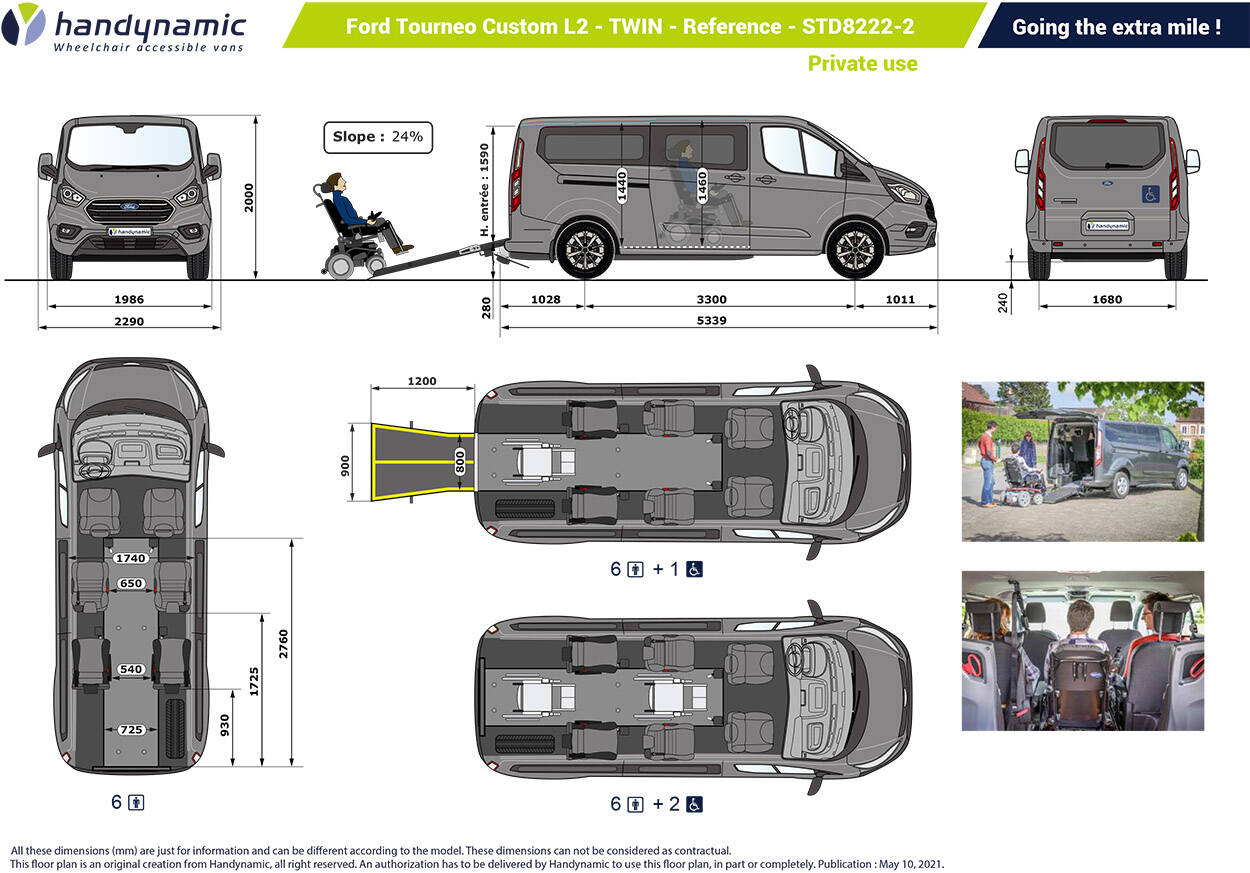 Click on the Ford Tourneo Custom's floor plan to download it in PDF